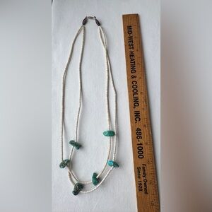 Vtg Native American Turquoise & Shell Heishi Beaded Santo Domingo Pueblo Style